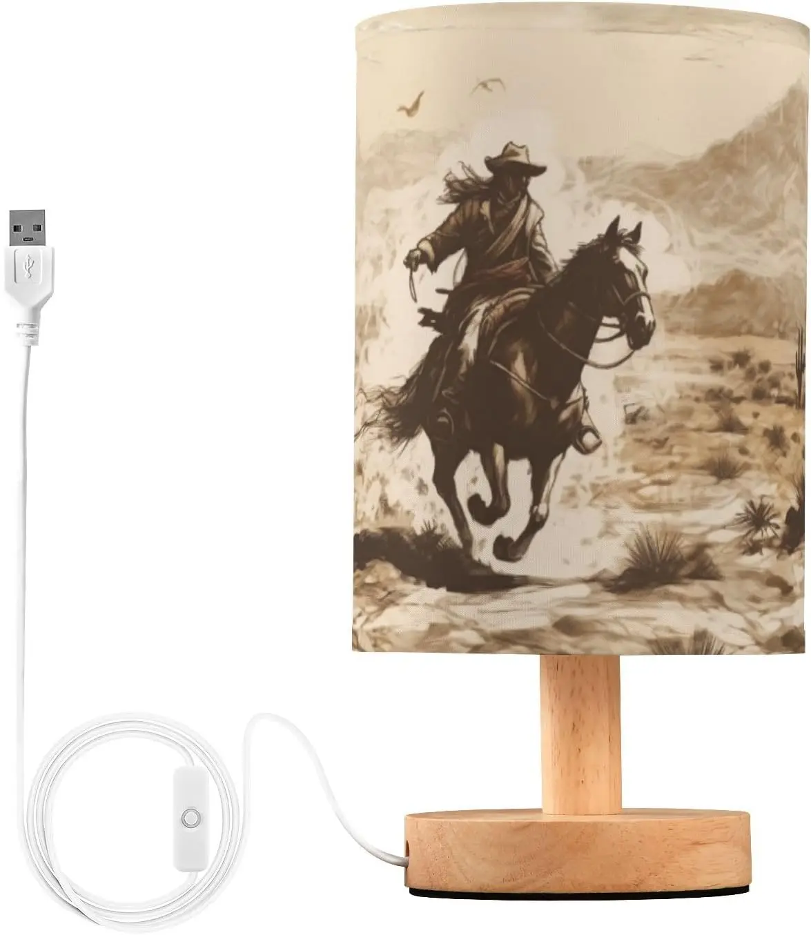 Western Cowboy Bedside Table Lamp, Small LED Desk Light USB Nightstand Lamp with Non Slip Wood Base & Eye-Friendily Lamp
Western Cowboy Bedside Table Lamp, Small LED Desk Light USB Nightstand Lamp with Non Slip Wood Base & Eye-Friendily Lamp