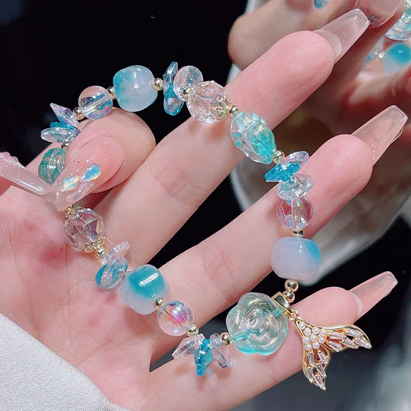 Pearls Zircon Mermaid Tail Charm 4 Color Flower Glaze Crystal Natural Stone Beads Strand Hand Bracelets for Women Girls YBR1178
Pearls Zircon Mermaid Tail Charm 4 Color Flower Glaze Crystal Natural Stone Beads Strand Hand Bracelets for Women Girls YBR1178