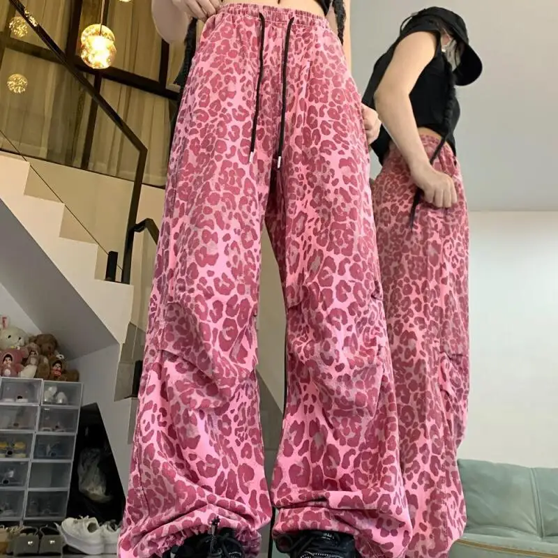 Американские женские винтажные широкие брюки с леопардовым принтом, весенне-осенние джинсовые брюки в стиле Харадзюку Y2K для девочек, уличная одежда
Американские женские винтажные широкие брюки с леопардовым принтом, весенне-осенние джинсовые брюки в стиле Харадзюку Y2K для девочек, уличная одежда