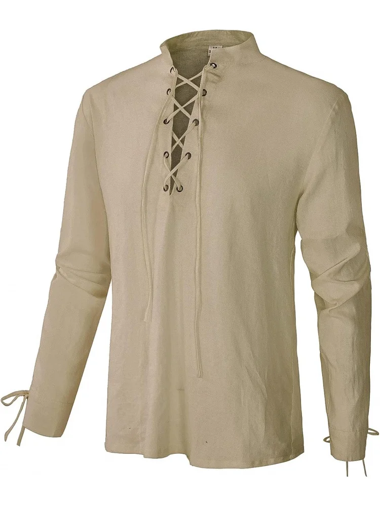 Men's Renaissance Shirt Pirate Medieval Viking top Linen Long Sleeved Halloween Costume
Men's Renaissance Shirt Pirate Medieval Viking top Linen Long Sleeved Halloween Costume