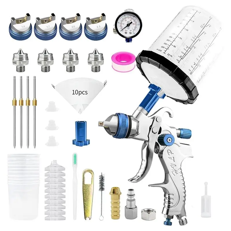 A24F-HVLP Gravity-Fed Air Spray-Gun With 1.4/1.7/2.0/2.5 Mm Nozzles And 650 Cc Mixing Cups, Automotive Paint Sprayer
A24F-HVLP Gravity-Fed Air Spray-Gun With 1.4/1.7/2.0/2.5 Mm Nozzles And 650 Cc Mixing Cups, Automotive Paint Sprayer