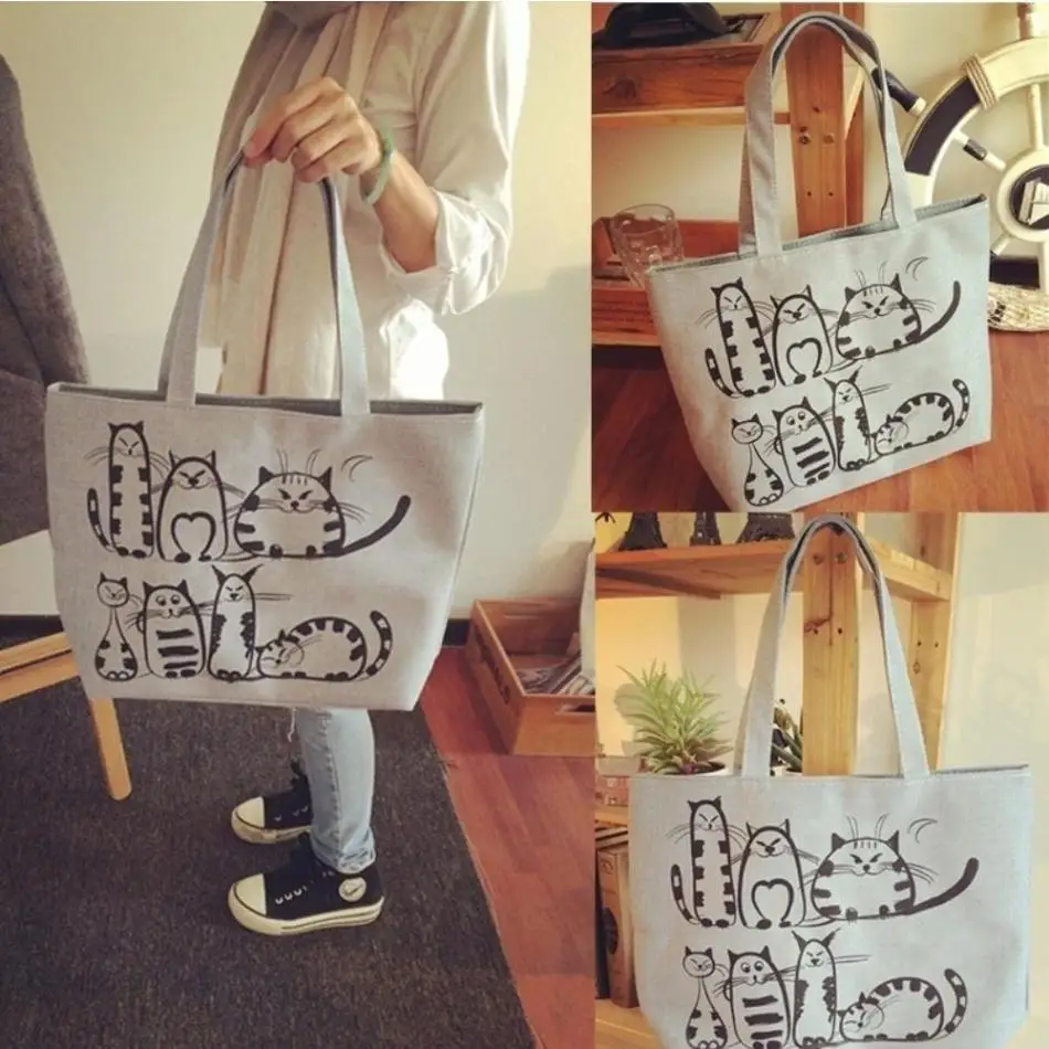 New Creative Cartoon Cats Printed Beach Zipper Bag Fashion Wide Shoulder Strap Retro Women Canvas Tote Shopping Handbags
New Creative Cartoon Cats Printed Beach Zipper Bag Fashion Wide Shoulder Strap Retro Women Canvas Tote Shopping Handbags