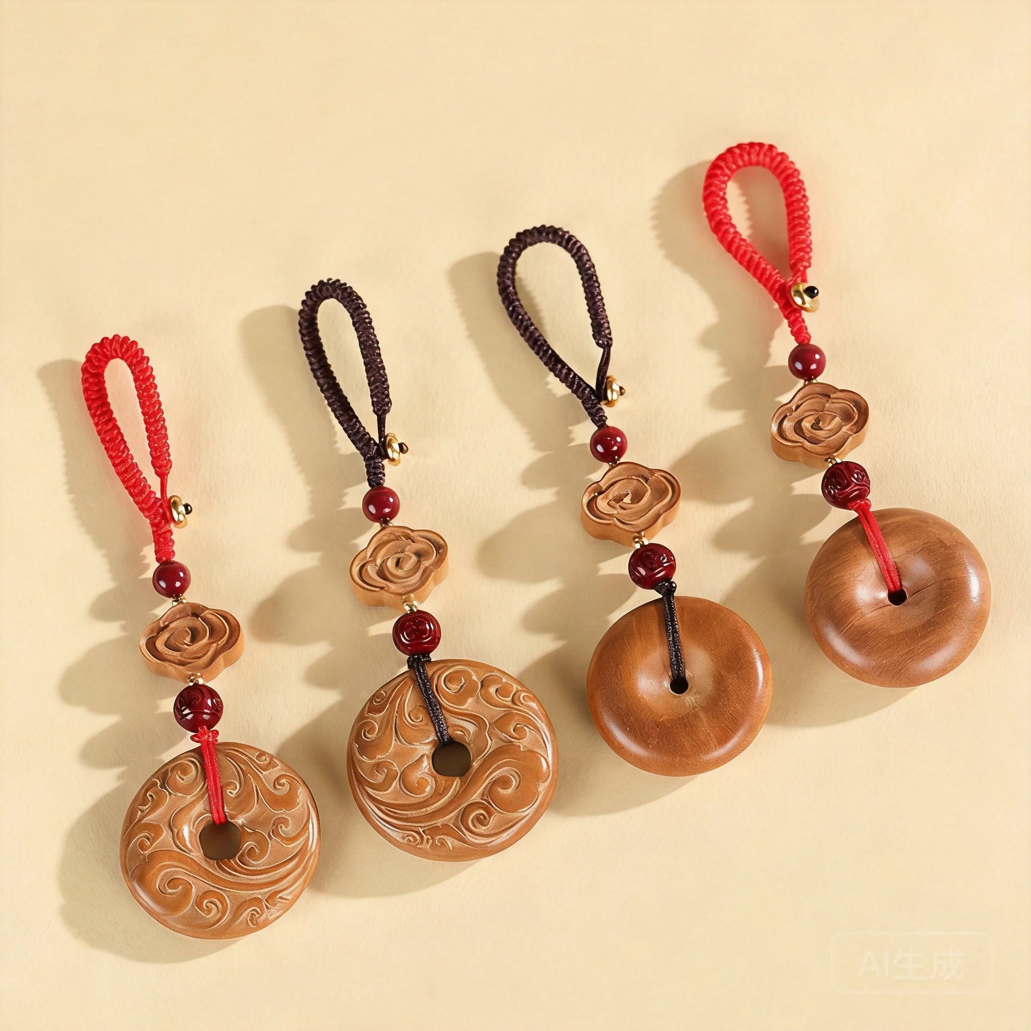 Traditional Chinese Style Peach Wood Peace Buckle Keychain Auspicious Cloud Cinnabar Bead Car Key Pendant Fortune Blessing Good
Traditional Chinese Style Peach Wood Peace Buckle Keychain Auspicious Cloud Cinnabar Bead Car Key Pendant Fortune Blessing Good