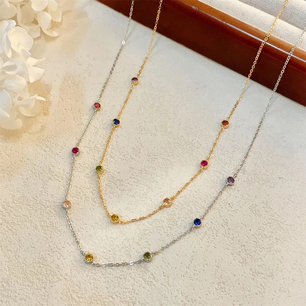 Корейская цепочка на ключицу из стерлингового серебра S925 в японском стиле с покрытием из 18-каратного золота с цветным цирконом
Корейская цепочка на ключицу из стерлингового серебра S925 в японском стиле с покрытием из 18-каратного золота с цветным цирконом