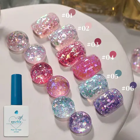1-12PCS Deer Crash Sparkling Series Gel Nail Polish Sparkling All-match Whitening Sequins Fashionable Eye-catching Nail Supplies