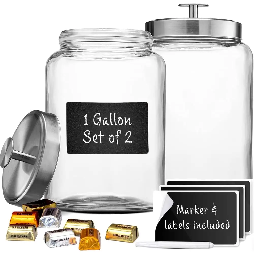 1-Gallon Glass Canister Sets with Airtight Lids, Markers, Labels for Kitchen Storage and Organization
1-Gallon Glass Canister Sets with Airtight Lids, Markers, Labels for Kitchen Storage and Organization