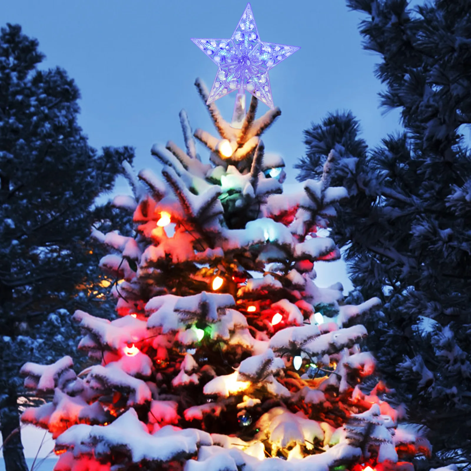 1Pcs LED Star Christmas Tree Topper Decorative Lamp Xmas Treetop Light Xmas Tree Decoration Holiday Party Topper Light
1Pcs LED Star Christmas Tree Topper Decorative Lamp Xmas Treetop Light Xmas Tree Decoration Holiday Party Topper Light
