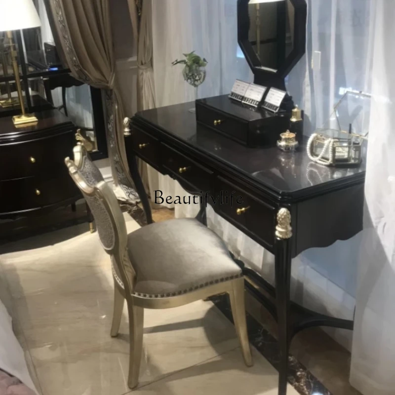 Light luxury neoclassical solid wood dresser French bedroom dresser makeup table group 
Light luxury neoclassical solid wood dresser French bedroom dresser makeup table group