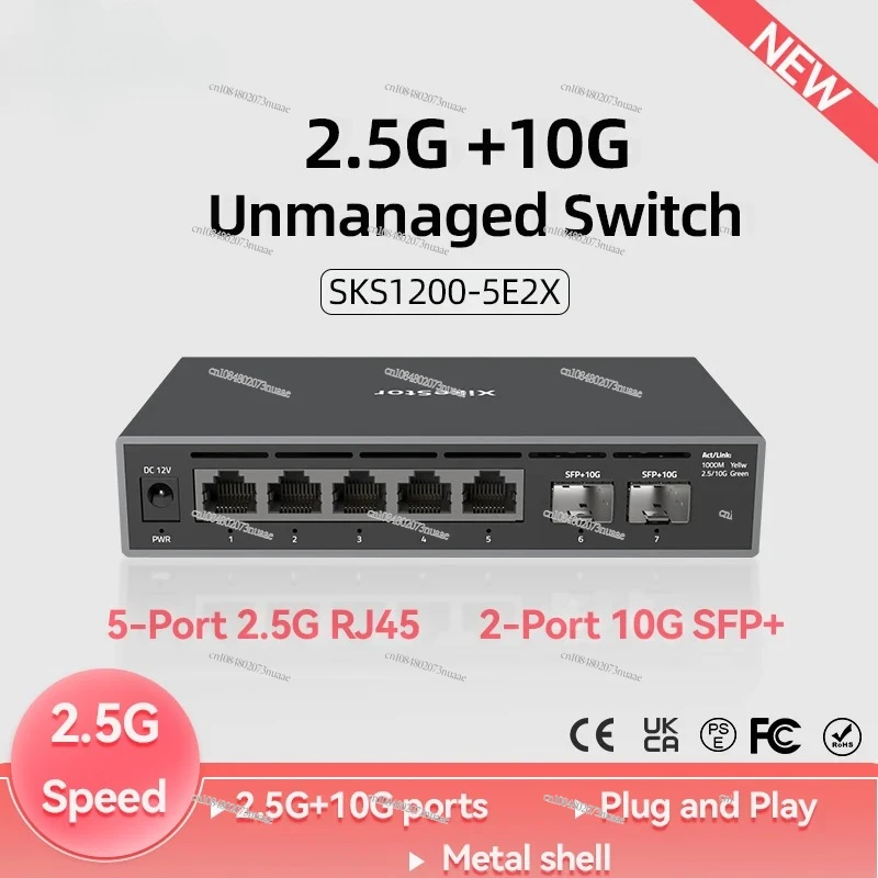 XikeStor 2.5G 7-портовый неуправляемый концентратор, 5 портов 2.5G RJ45 2 порта 10G SFP+, Plug and Play
XikeStor 2.5G 7-портовый неуправляемый концентратор, 5 портов 2.5G RJ45 2 порта 10G SFP+, Plug and Play