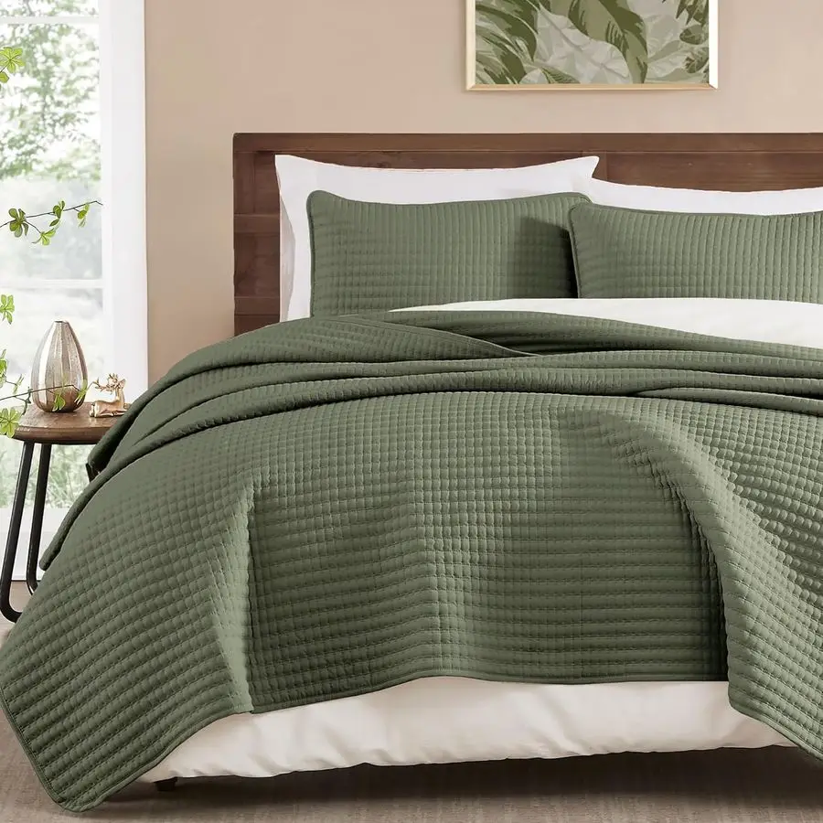 Queen Quilt3 Pieces Lightweight Bedspreads Olive Green Queen Size Quilt Bedding Set for All Seasons, Soft Summer Coverlet with 2
Queen Quilt3 Pieces Lightweight Bedspreads Olive Green Queen Size Quilt Bedding Set for All Seasons, Soft Summer Coverlet with 2