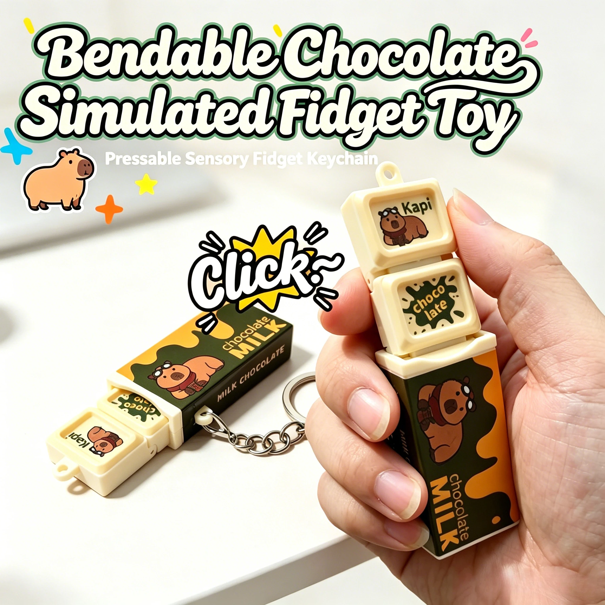 Capybara Chocolate Bar Fidget Toy Keychain, Bendable Snap Sensory Toy, Portable Stress Relief Bag Charm & Daily Anxiety Calming
Capybara Chocolate Bar Fidget Toy Keychain, Bendable Snap Sensory Toy, Portable Stress Relief Bag Charm & Daily Anxiety Calming