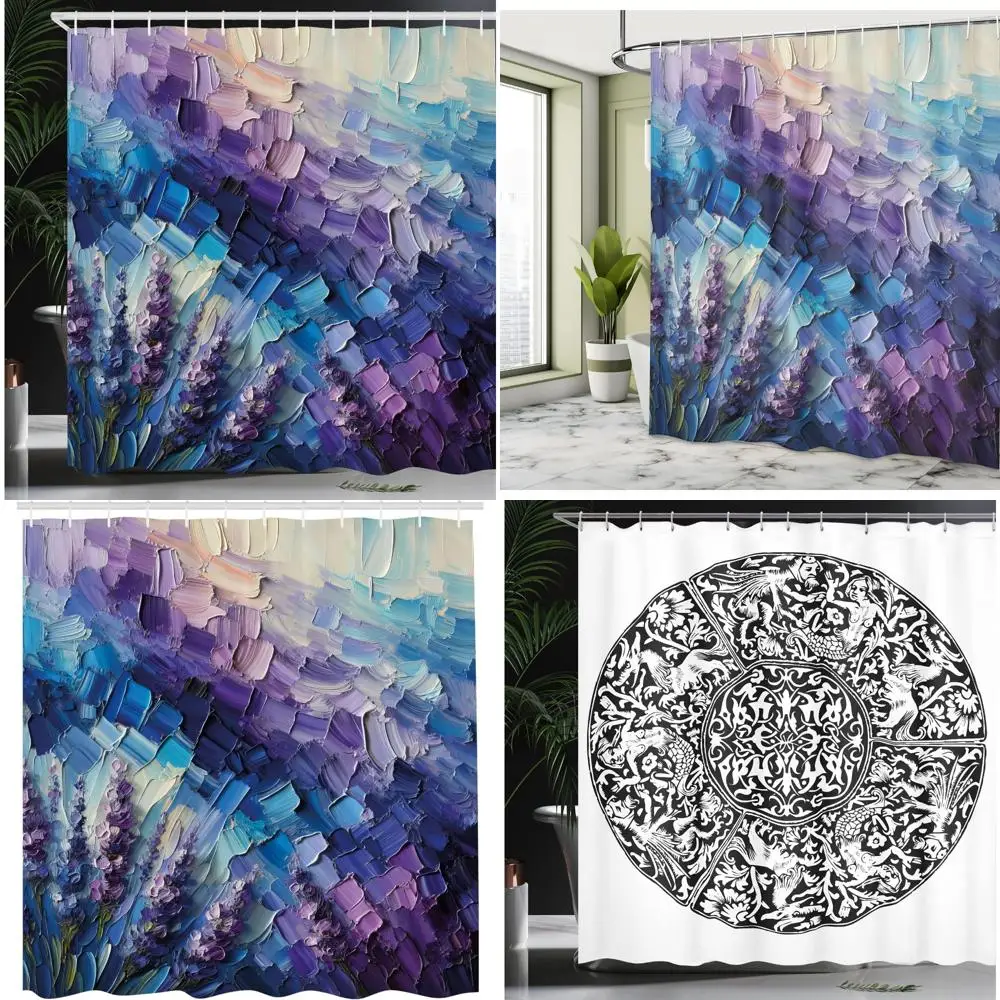 Фиолетовая занавеска для душа с цветком лаванды и хрустальной пещерной кисточкой для глубокого декора ванной комнаты
Фиолетовая занавеска для душа с цветком лаванды и хрустальной пещерной кисточкой для глубокого декора ванной комнаты
