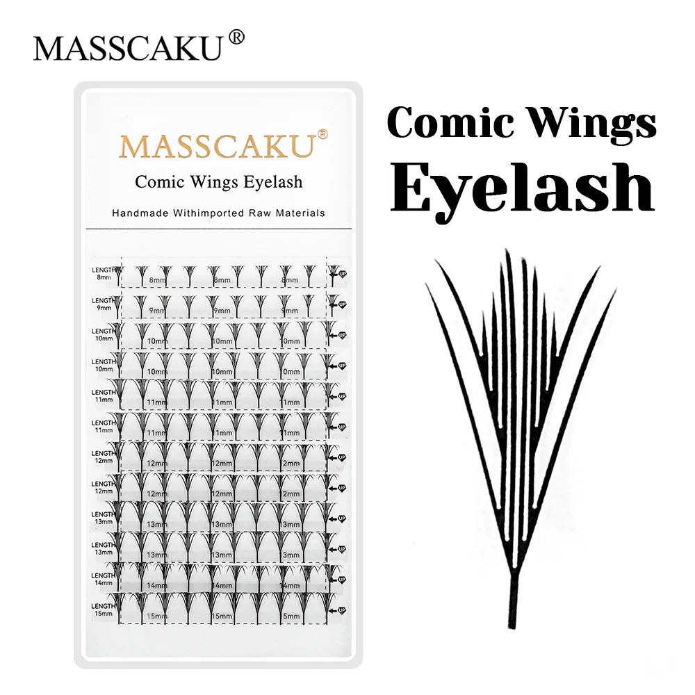 New Design MASSCAKU 8-15mm Mix Length Premade Volume Fans Comic Spire Lashes Matte Black Handmade Feather Shape Makeup Eyelashes
New Design MASSCAKU 8-15mm Mix Length Premade Volume Fans Comic Spire Lashes Matte Black Handmade Feather Shape Makeup Eyelashes