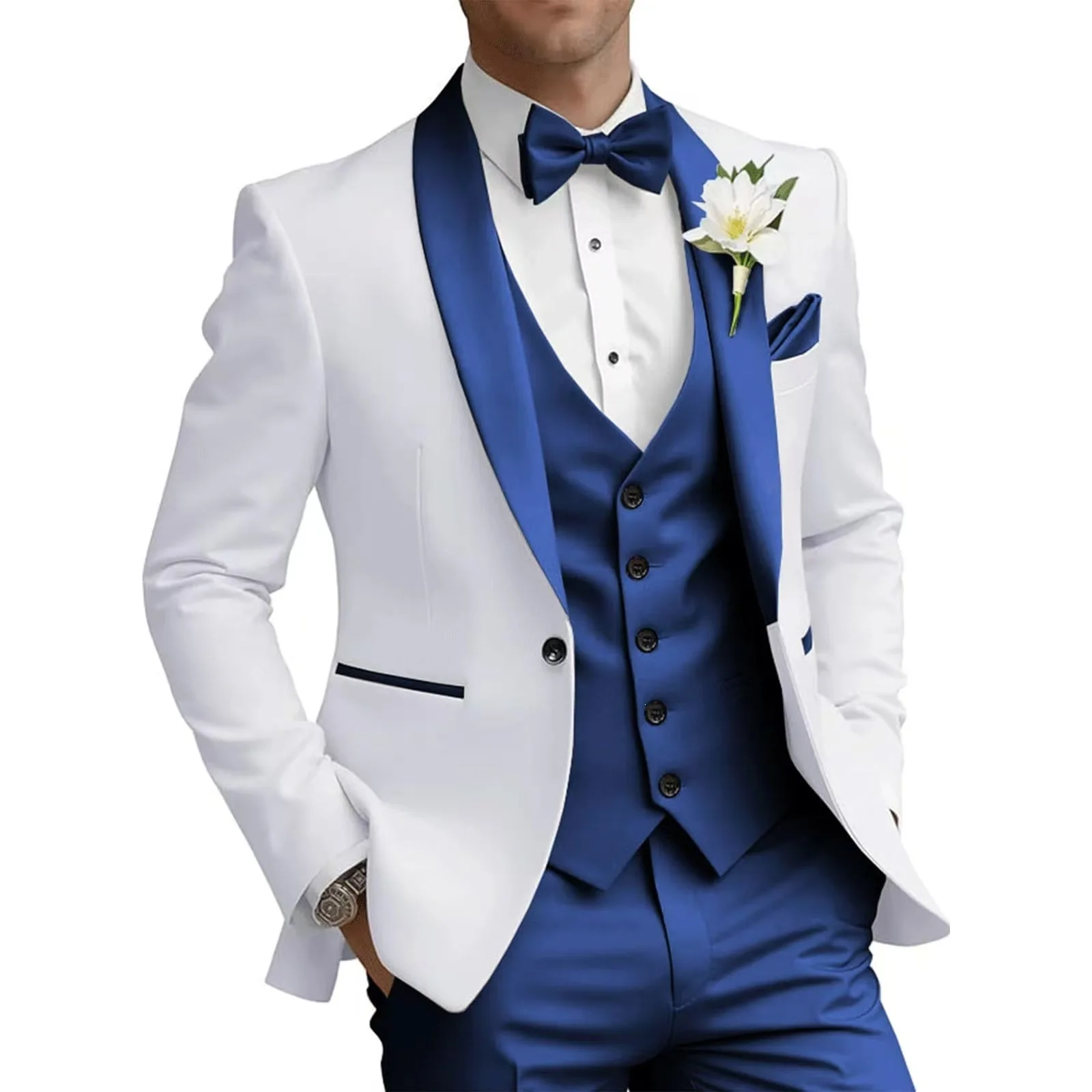 Dark blue New Men's 3 Piece Suit Business Formal Set Groom & Groomsman Wedding Suit Elegant Prom & Party Outfit
Dark blue New Men's 3 Piece Suit Business Formal Set Groom & Groomsman Wedding Suit Elegant Prom & Party Outfit