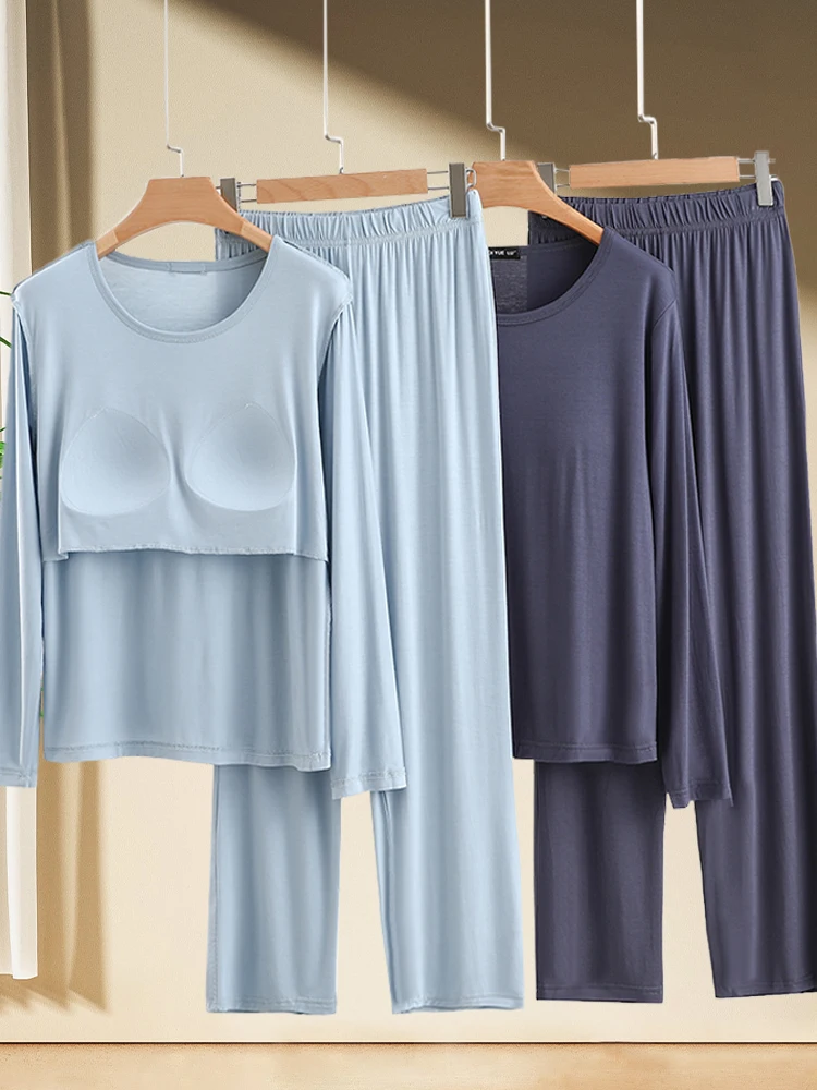 Women's Modal Cotton Long Sleeve Sleepwear Set Casual Loose Fit Autumn Outerwear Suitable plus Size Home Clothes Set
Women's Modal Cotton Long Sleeve Sleepwear Set Casual Loose Fit Autumn Outerwear Suitable plus Size Home Clothes Set