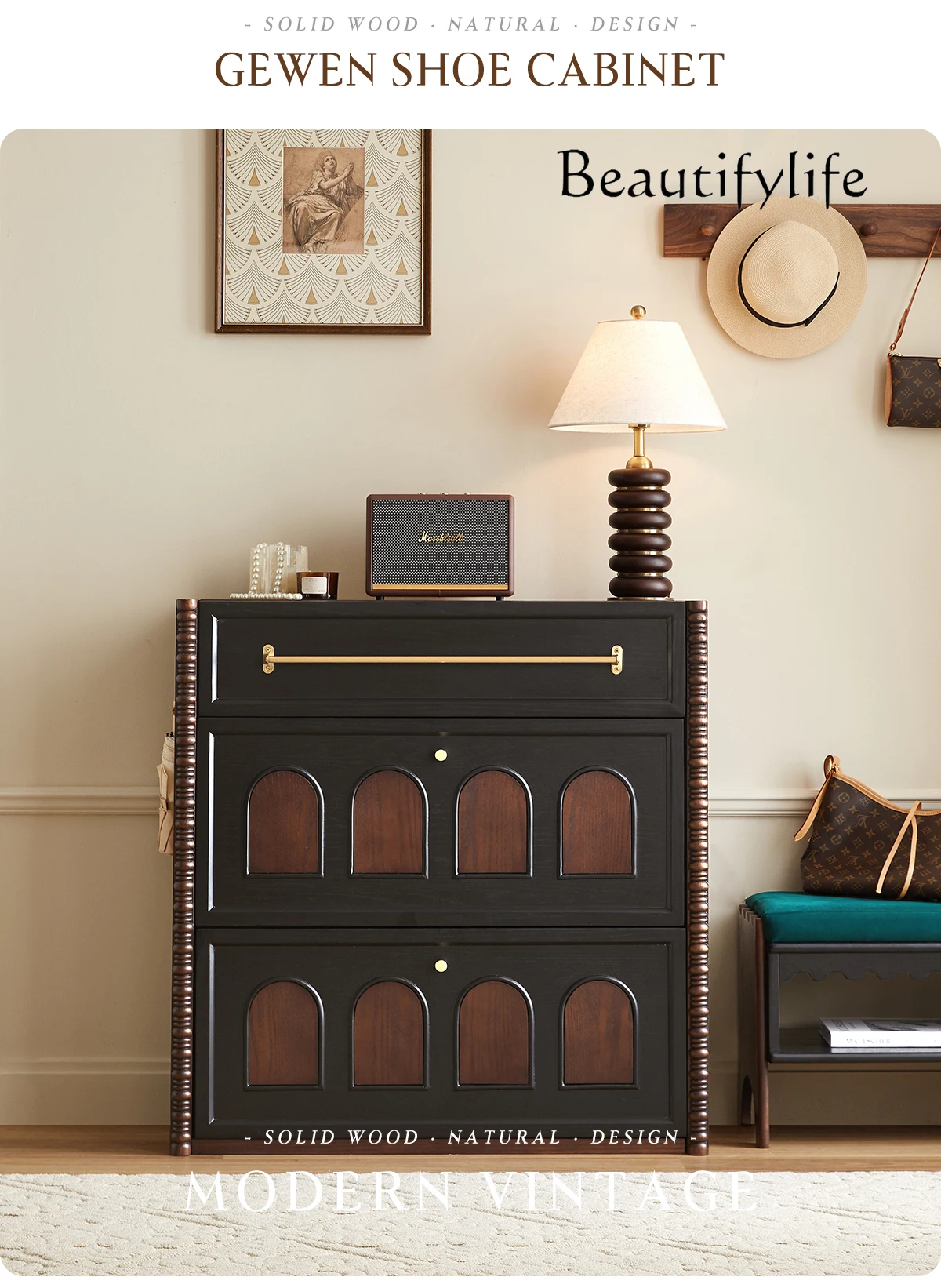 French retro solid wood home shoe cabinet new medieval home door storage integrated against the wall
French retro solid wood home shoe cabinet new medieval home door storage integrated against the wall