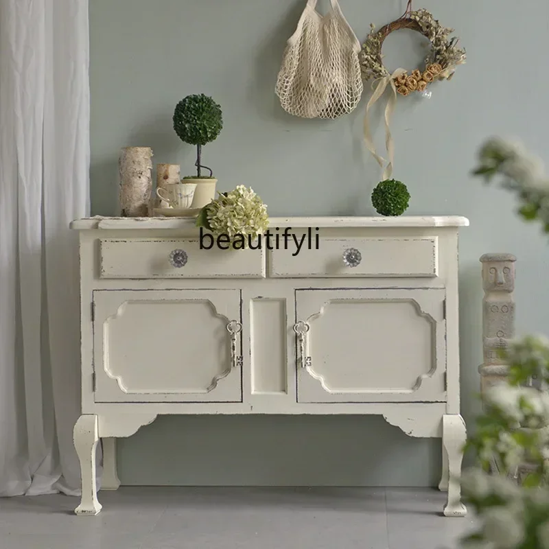 6239P lt European French country style retro white wooden dining side porch decorative cabinet garden locker
6239P lt European French country style retro white wooden dining side porch decorative cabinet garden locker