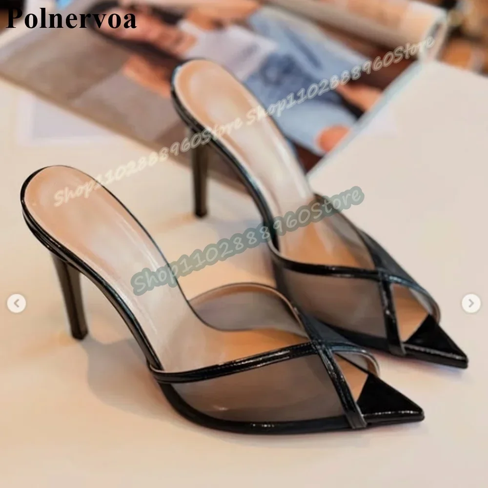 Black Air Mesh Cross Strip Splicing Pointy Slippers Stilettos High Heel Shoes For Women Slip On Peep Toe Gorgeous Party Slippers
Black Air Mesh Cross Strip Splicing Pointy Slippers Stilettos High Heel Shoes For Women Slip On Peep Toe Gorgeous Party Slippers