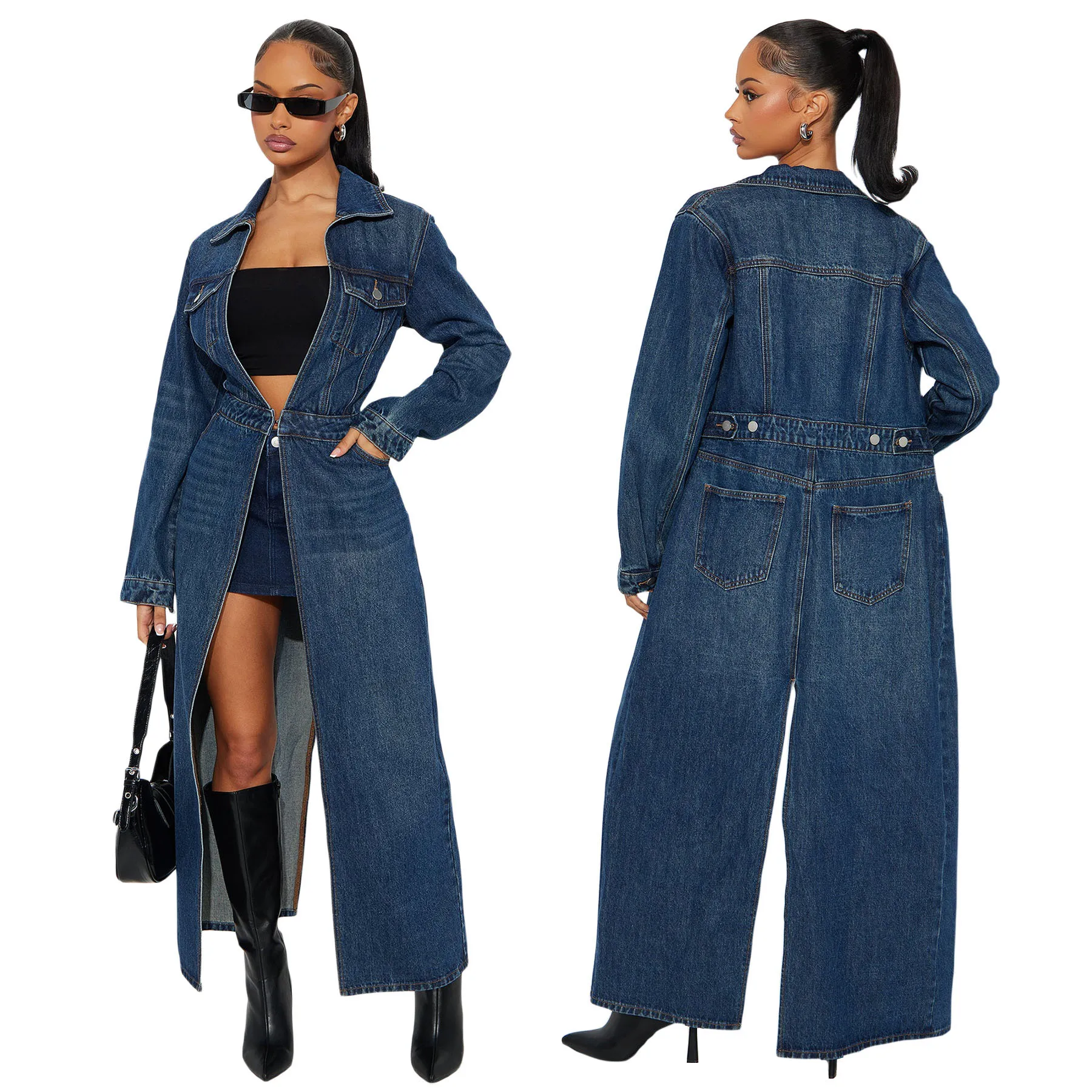 Women Turn Down Collar Denim Coats Long Sleeve Solid Cardigan Jacket Outerwear Loose Fit Spliced High Street 2026 Pockets
Women Turn Down Collar Denim Coats Long Sleeve Solid Cardigan Jacket Outerwear Loose Fit Spliced High Street 2026 Pockets