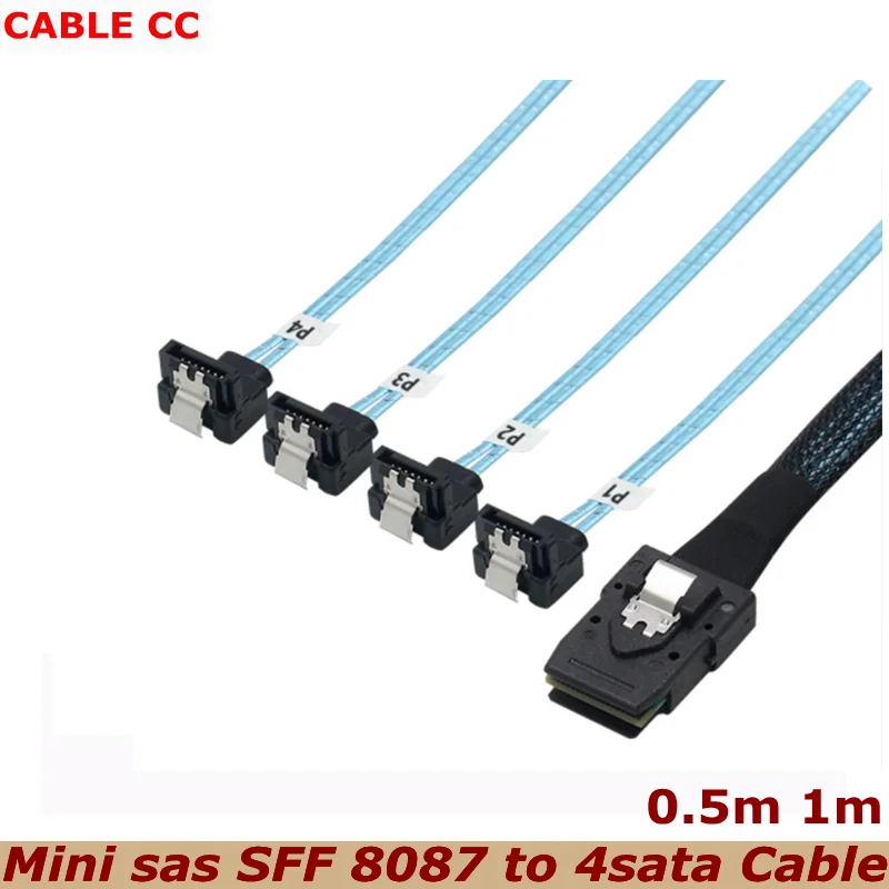 1m New Mini SAS to SATA Adapter Converter, SFF 8087 Controller 6gb to 90 Degrees 4xSATA Forward Breakout Internal Server Cable
1m New Mini SAS to SATA Adapter Converter, SFF 8087 Controller 6gb to 90 Degrees 4xSATA Forward Breakout Internal Server Cable