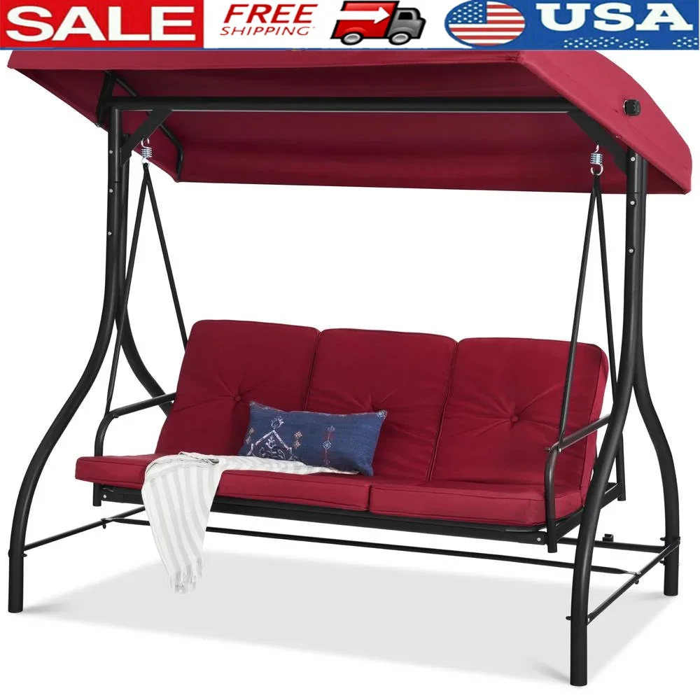 3-Seat Outdoor Canopy Swing Glider Patio Hammock Lounge Chair Adjustable Shade Flatbed Comfort Seat Patio Garden Porch Yard
3-Seat Outdoor Canopy Swing Glider Patio Hammock Lounge Chair Adjustable Shade Flatbed Comfort Seat Patio Garden Porch Yard