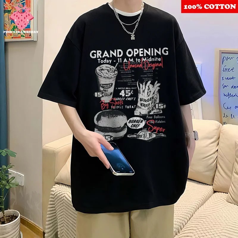 American style Hamburger Letter Print T-shirt Men's Summer New 100% Cotton Short Sleeve Couple Tee Loose Casual Top Men clothing
American style Hamburger Letter Print T-shirt Men's Summer New 100% Cotton Short Sleeve Couple Tee Loose Casual Top Men clothing