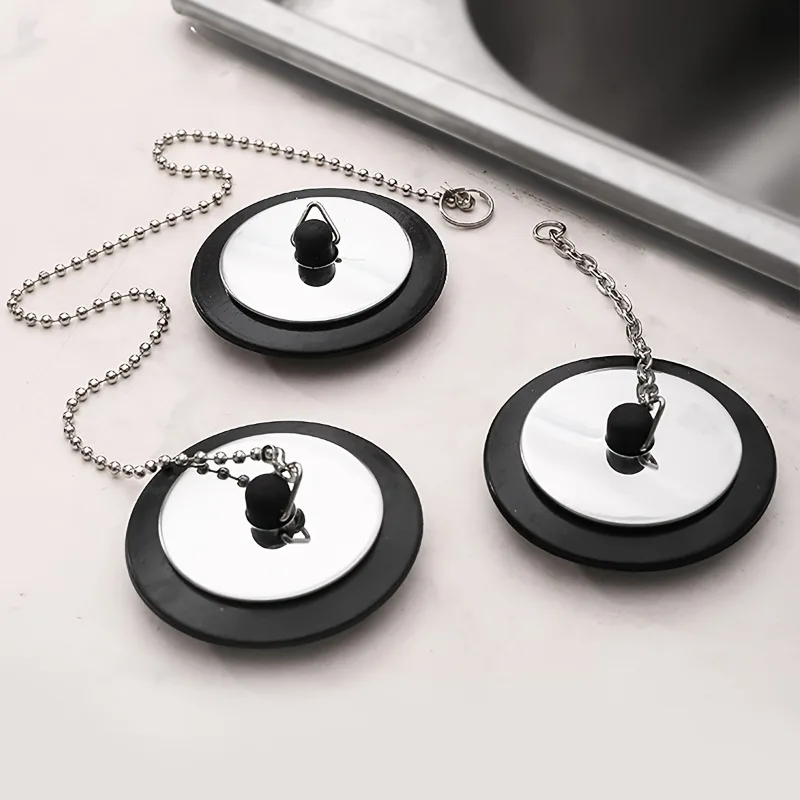 3pcs Universal Rubber Sink Plug with Long Metal Ball Chain and Hanging Loop, 43mm Bathroom and Kitchen Drain Cover
3pcs Universal Rubber Sink Plug with Long Metal Ball Chain and Hanging Loop, 43mm Bathroom and Kitchen Drain Cover