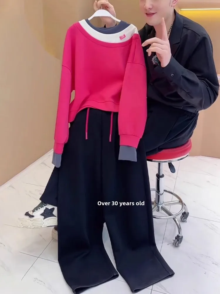 Fashionable Women's Long Sleeve Wide Leg Pants Set Spring 2026 Stylish Pink Casual Wear Two Piece Suit round Neck Pullover
Fashionable Women's Long Sleeve Wide Leg Pants Set Spring 2026 Stylish Pink Casual Wear Two Piece Suit round Neck Pullover
