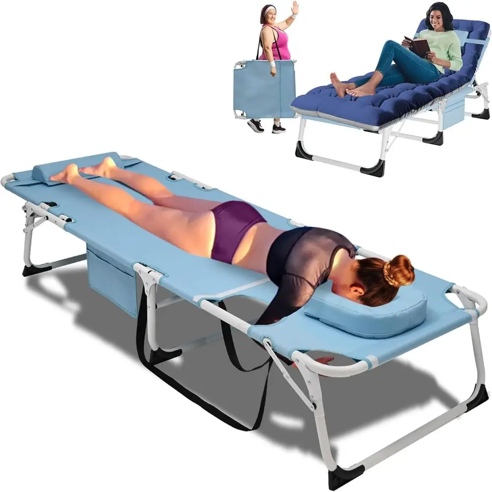 4in1 Lounge Chair with Face amp Arm Holes for Tanning, 440LB HeavyDuty Folding Recliner with Plush Cotton Cushion, No Assembly T
4in1 Lounge Chair with Face amp Arm Holes for Tanning, 440LB HeavyDuty Folding Recliner with Plush Cotton Cushion, No Assembly T