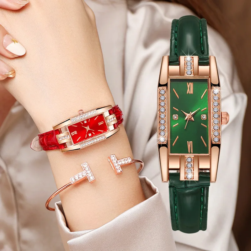 Luxury Crystal Rectangle Watches Women Fashion Green Small Watches Leather Band Quartz Wristwatches Exquisite Ladies Watches
Luxury Crystal Rectangle Watches Women Fashion Green Small Watches Leather Band Quartz Wristwatches Exquisite Ladies Watches