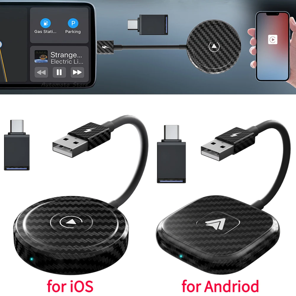 Wireless CarPlay Adapter for Android/iOS Bluetooth 5.0 Wired to Wireless Auto Dongle Plug and Play USB Connection Car Adapter
Wireless CarPlay Adapter for Android/iOS Bluetooth 5.0 Wired to Wireless Auto Dongle Plug and Play USB Connection Car Adapter
