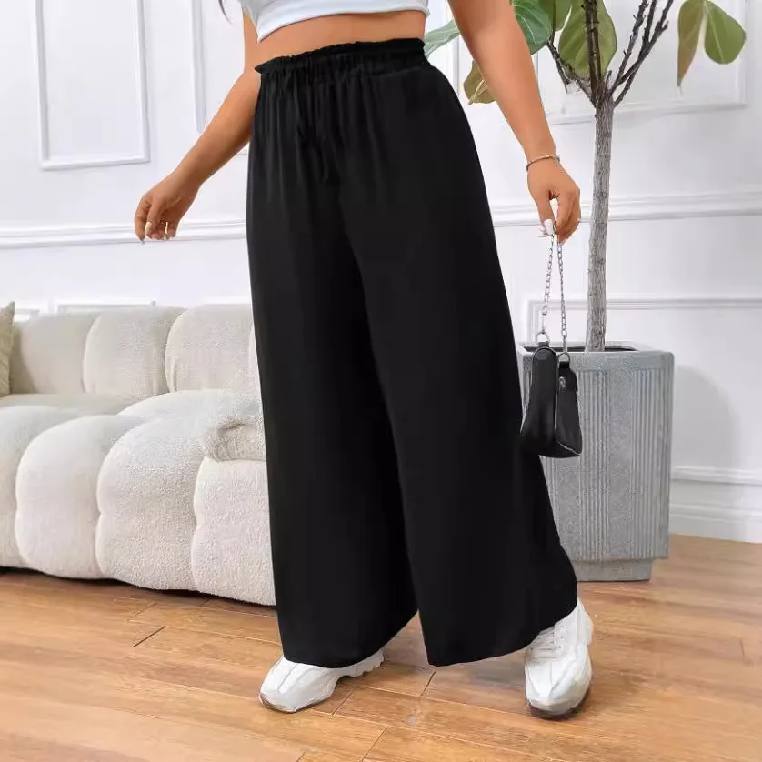 Tiktoktemu Women's Plus Size Wide Leg Pants with Elastic High Waist and Pleated Design
Tiktoktemu Women's Plus Size Wide Leg Pants with Elastic High Waist and Pleated Design