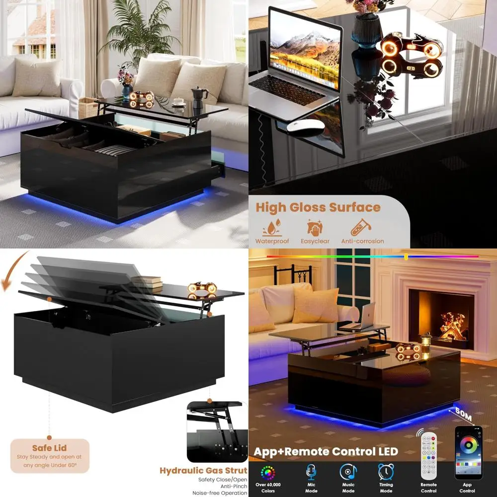 Современный журнальный столик для хранения вещей с подъемной столешницей и светодиодом, черный квадратный дизайн для гостиной
Современный журнальный столик для хранения вещей с подъемной столешницей и светодиодом, черный квадратный дизайн для гостиной