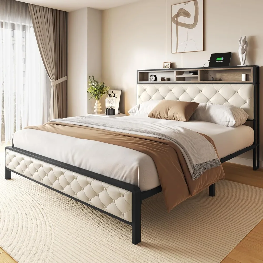 YITAHOME Queen Size Bed Frame, Platform Bed Frame with Charging Station, Upholstered Storage Headboard & Footboard Metal Slats S
YITAHOME Queen Size Bed Frame, Platform Bed Frame with Charging Station, Upholstered Storage Headboard & Footboard Metal Slats S
