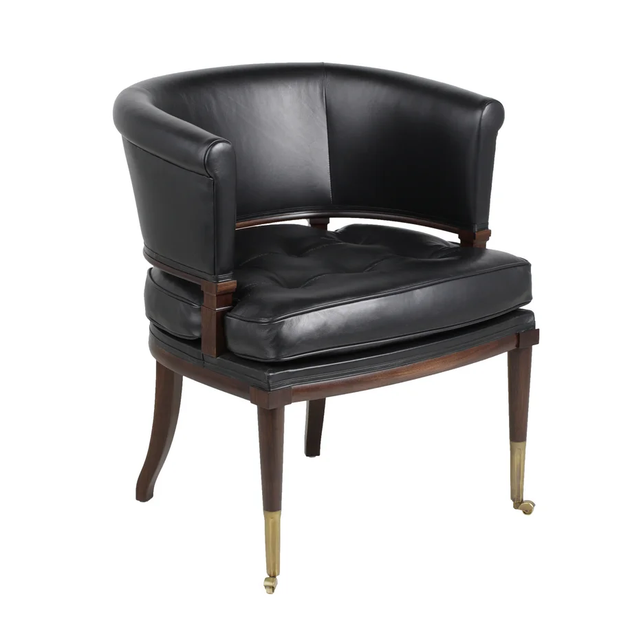 #Traditional PU Leather Upholstered Wedding Dining Chair with Wheels Indian Wooden Barrel Event Side Accent Chair for LivingRoom
#Traditional PU Leather Upholstered Wedding Dining Chair with Wheels Indian Wooden Barrel Event Side Accent Chair for LivingRoom