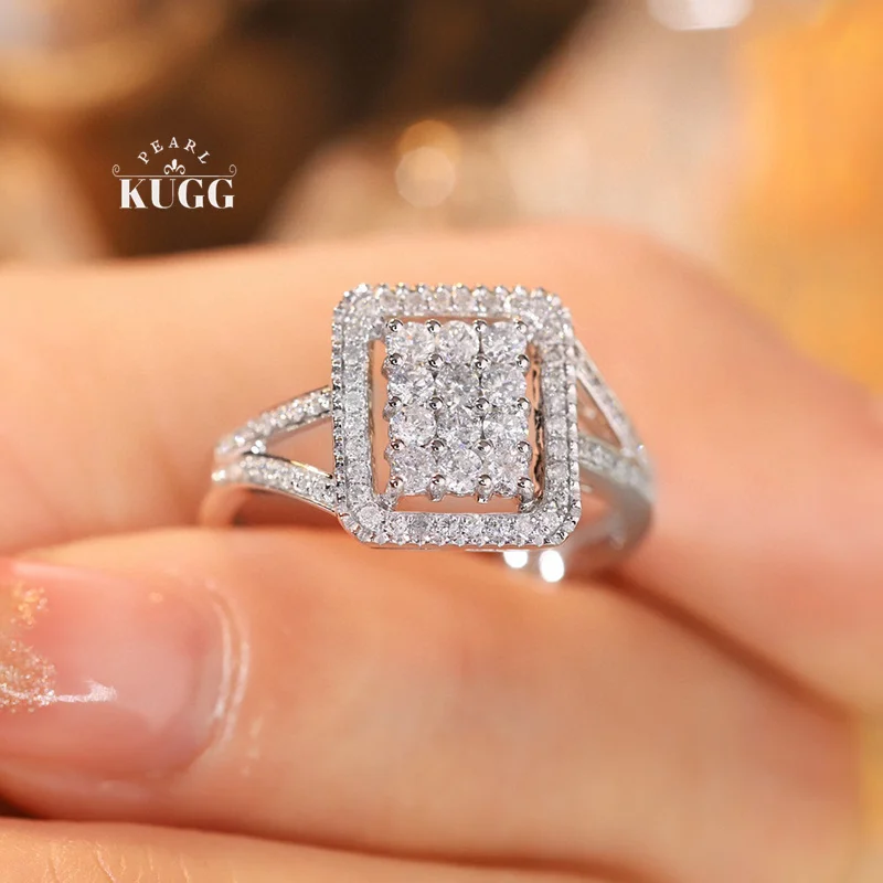 KUGG 100% 18K White Gold Rings 0.60carat Real Natural Diamond Engagement Ring for Women Fashion Square Design High Party Jewelry
KUGG 100% 18K White Gold Rings 0.60carat Real Natural Diamond Engagement Ring for Women Fashion Square Design High Party Jewelry