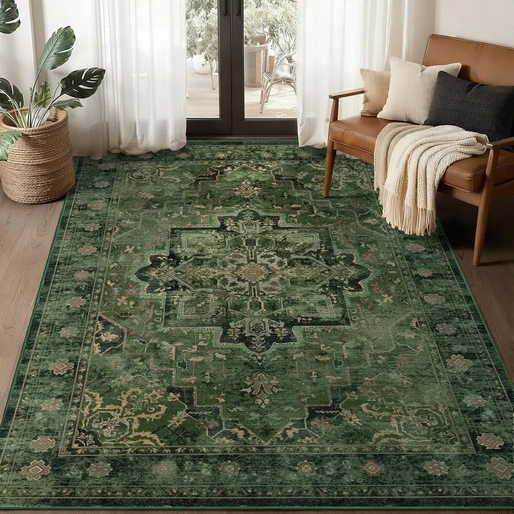 Vintage k Green Area Rugs 5x7 or Living Room, Tranditional Distred Medallion Printed Low Pile Thin Rugs or Bedroom, Non Slip Was
Vintage k Green Area Rugs 5x7 or Living Room, Tranditional Distred Medallion Printed Low Pile Thin Rugs or Bedroom, Non Slip Was