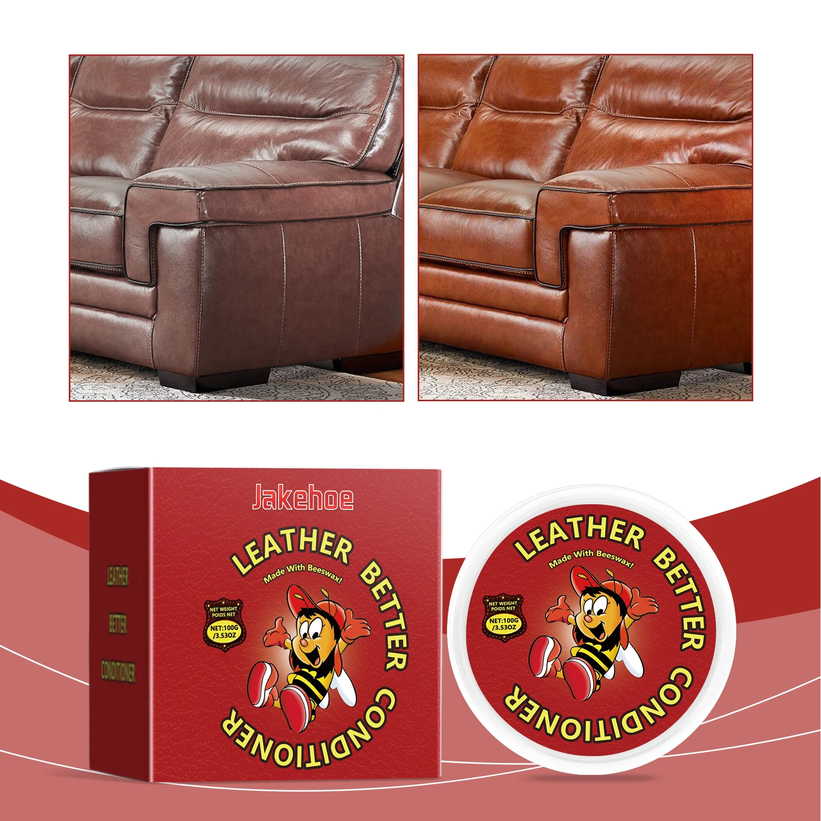 JAKEHOE Leather Cleaner Wax Repair Scratches Cracks Removes Stubborn Dirt Prevents Cracking Keep Shine Leather Polishing Paste
JAKEHOE Leather Cleaner Wax Repair Scratches Cracks Removes Stubborn Dirt Prevents Cracking Keep Shine Leather Polishing Paste