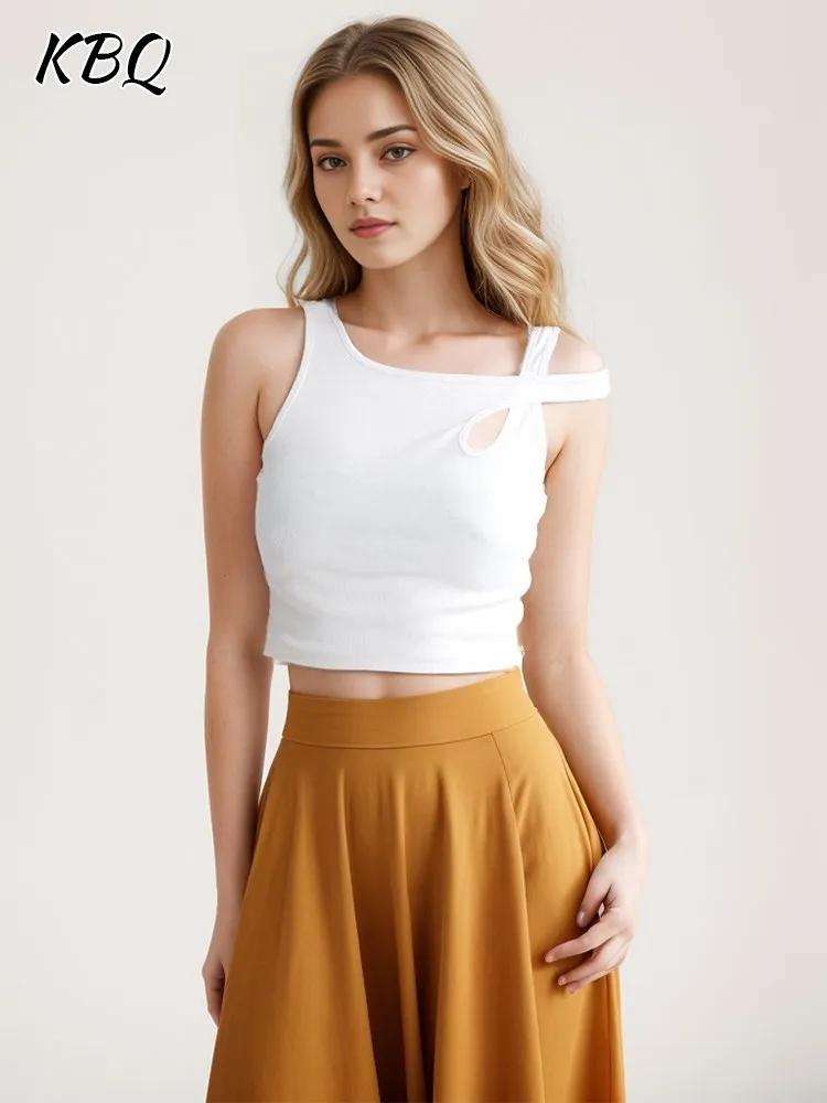 KBQ Hollow Out Skinny Cropped Tank Tops For Women Irregular Collar Sleeveless Off Shoulder Solid Pullover Knitted Vest Female
KBQ Hollow Out Skinny Cropped Tank Tops For Women Irregular Collar Sleeveless Off Shoulder Solid Pullover Knitted Vest Female
