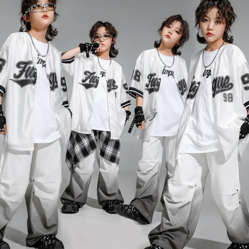 Kid Hip Hop Clothing Silver Baseball Cardigan Shirt White Casual Wide Pleat Rivet Pants for Girl Boy Jazz Dance Costume Clothes
Kid Hip Hop Clothing Silver Baseball Cardigan Shirt White Casual Wide Pleat Rivet Pants for Girl Boy Jazz Dance Costume Clothes