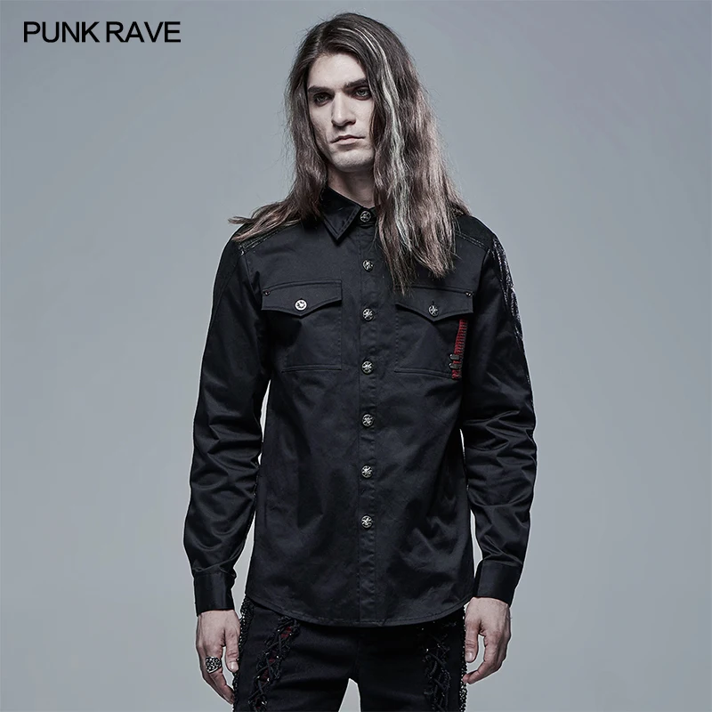 PUNK RAVE Men Goth Spliced Shirt Elastic Comfortable Cotton Clothing Spring Autumn Ghost Button Shirts Punk Personality Pocket
PUNK RAVE Men Goth Spliced Shirt Elastic Comfortable Cotton Clothing Spring Autumn Ghost Button Shirts Punk Personality Pocket
