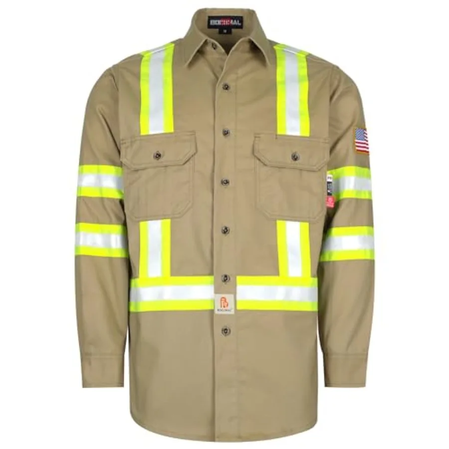 BOCOMAL FR Shirts High Visibility Button Down 7.5oz ANSI/ISEA Type O Class1 Flame Resistant Hi Vis Refective Safety Jacket
BOCOMAL FR Shirts High Visibility Button Down 7.5oz ANSI/ISEA Type O Class1 Flame Resistant Hi Vis Refective Safety Jacket