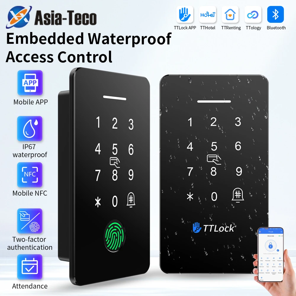 TTLock Bluetooth IP67 Waterproof Embedded 13.56MHZ RFID Attendance Access Control Features Remote Door Opening Via Gateway