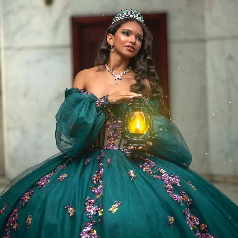 Blackish Green Shiny Quinceanera Dresses Ball Gown Off The Shoulder Applique Lace Beading Tull Party Birthday Sweet 16 Dress Ves
Blackish Green Shiny Quinceanera Dresses Ball Gown Off The Shoulder Applique Lace Beading Tull Party Birthday Sweet 16 Dress Ves