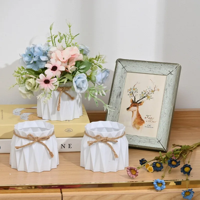Plastic flower pot macaron origami hemp rope flower arrangement flower container indoor vase ins succulent pot
Plastic flower pot macaron origami hemp rope flower arrangement flower container indoor vase ins succulent pot