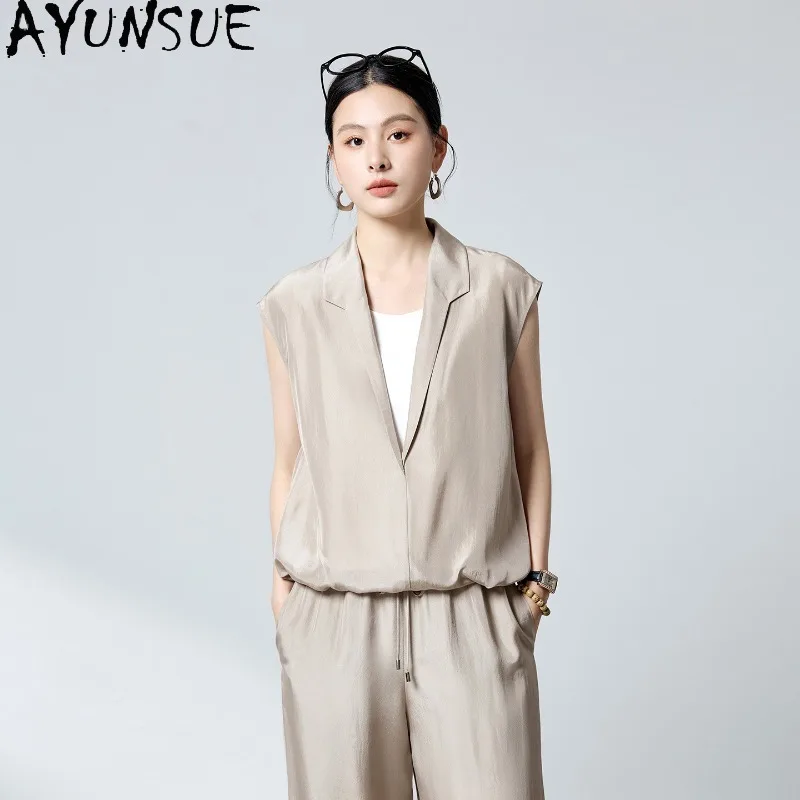AYUNSUE 100% Silk Woman Tops Fashion Commuting Casual Two-piece Tops for Woman Solid Suit Collar T Shirts Woman Clothes Футболка
AYUNSUE 100% Silk Woman Tops Fashion Commuting Casual Two-piece Tops for Woman Solid Suit Collar T Shirts Woman Clothes Футболка
