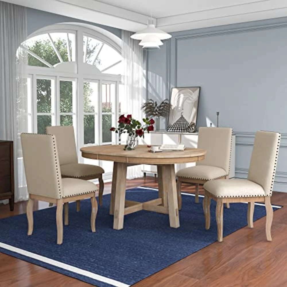 5-Piece Round Table and Chair Set,Round Dining Table with Shelf,Wood Dining Table Set for Family Dining Area-Natural Wood Wash
5-Piece Round Table and Chair Set,Round Dining Table with Shelf,Wood Dining Table Set for Family Dining Area-Natural Wood Wash