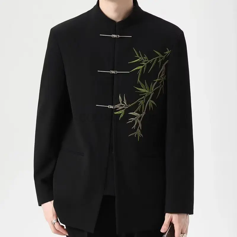 Traditional Chinese Style Men's Embroidered Bamboo Jacket Pant Suits Set Casual Tang Suit For Men Elegant Formal Men's Clothing
Traditional Chinese Style Men's Embroidered Bamboo Jacket Pant Suits Set Casual Tang Suit For Men Elegant Formal Men's Clothing