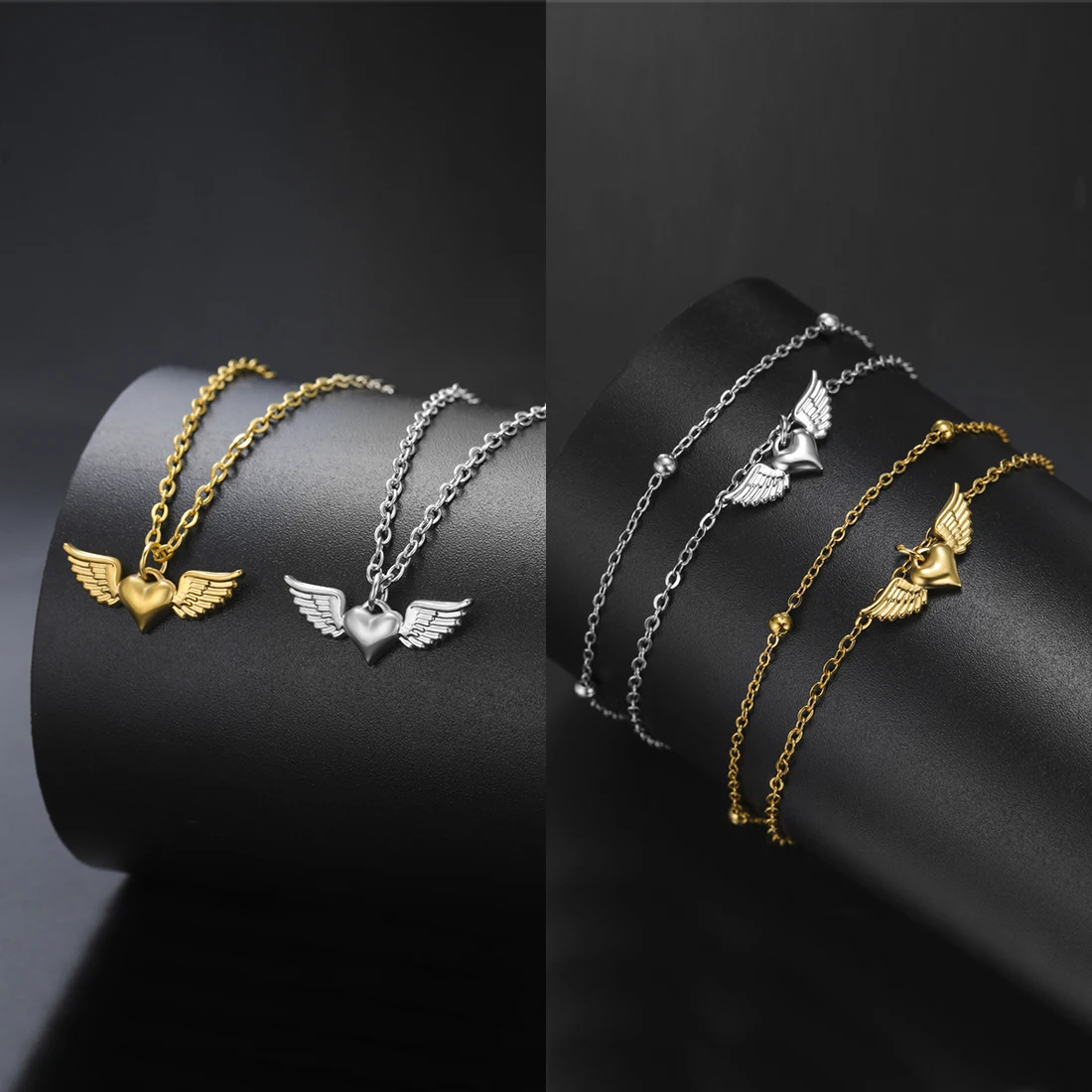 EUEAVAN Angel Wings Heart Necklace Woman Girl Stainless Steel Fashion Love Bracelet Lover Anniversary Wedding Jewelry Gift
EUEAVAN Angel Wings Heart Necklace Woman Girl Stainless Steel Fashion Love Bracelet Lover Anniversary Wedding Jewelry Gift