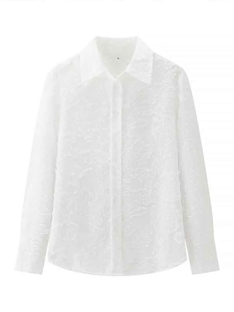 European style new women's fashion versatile temperament lapel solid color jacquard long sleeve slim shirt
European style new women's fashion versatile temperament lapel solid color jacquard long sleeve slim shirt